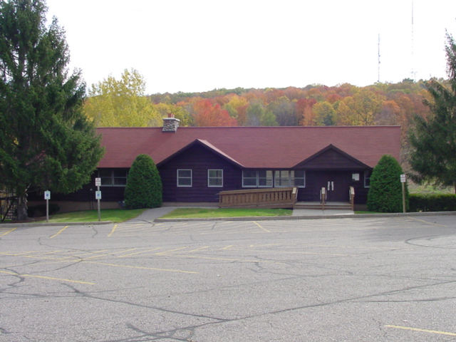 Park shelter view from parking lot
